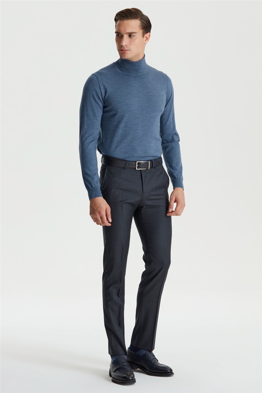 Mavi Tam Balıkçı Yün Triko - Image 4