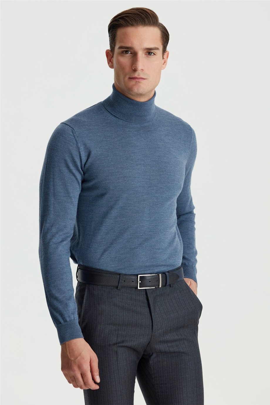 Mavi Tam Balıkçı Yün Triko - Image 1