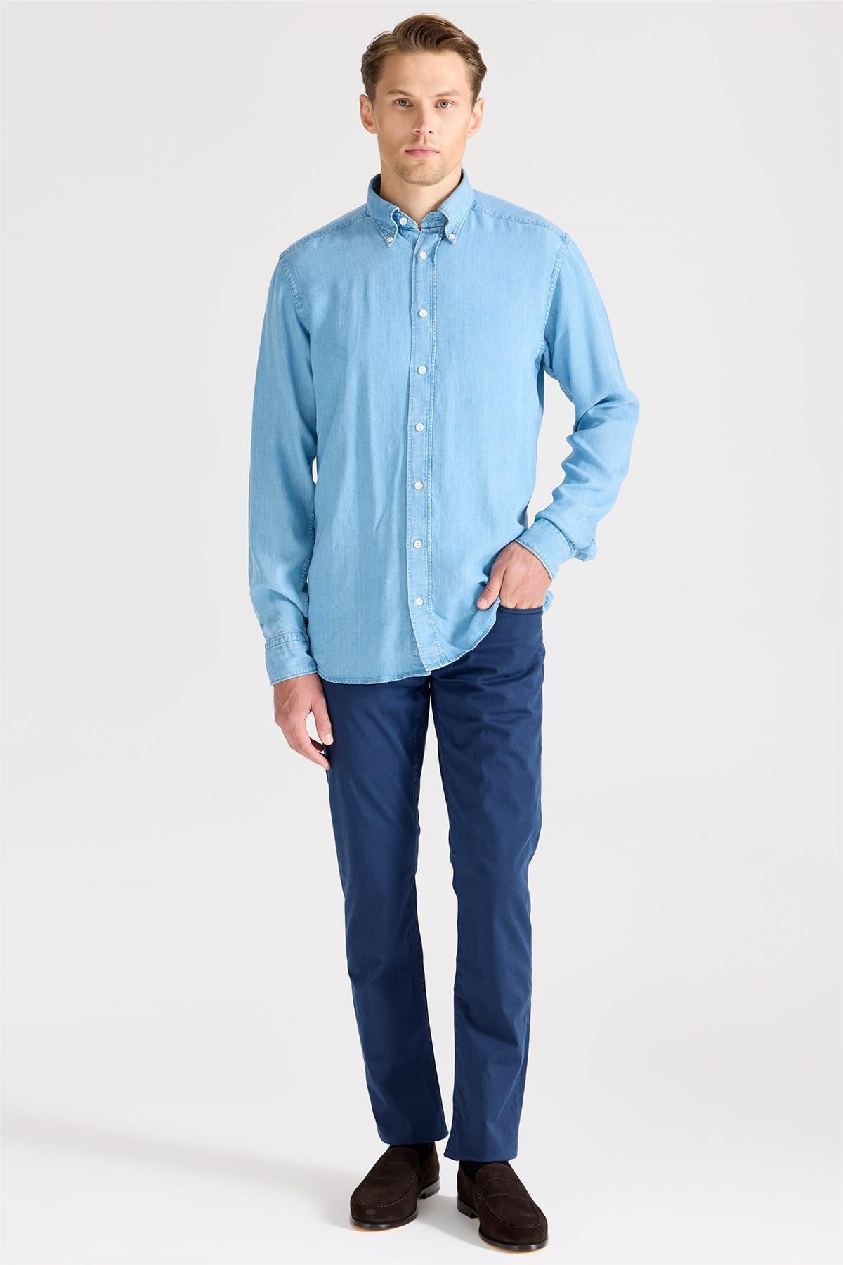 Mavi Tencel Denim Gömlek - 10