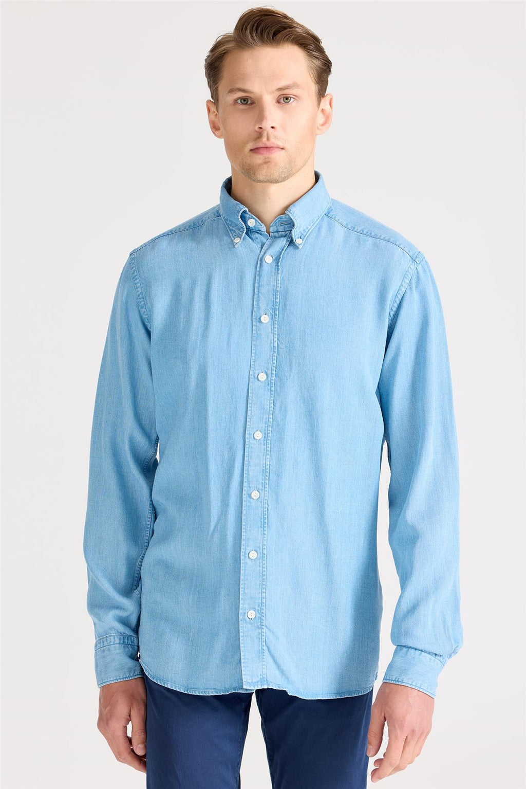 Mavi Tencel Denim Gömlek - Image 2