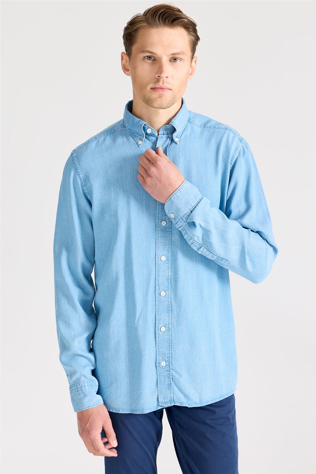 Mavi Tencel Denim Gömlek - 6