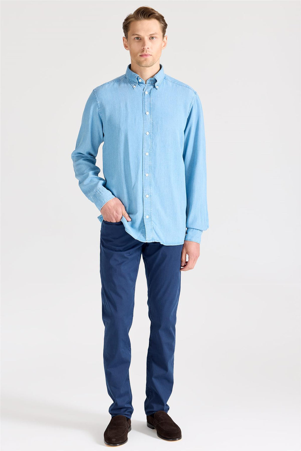 Mavi Tencel Denim Gömlek - 8