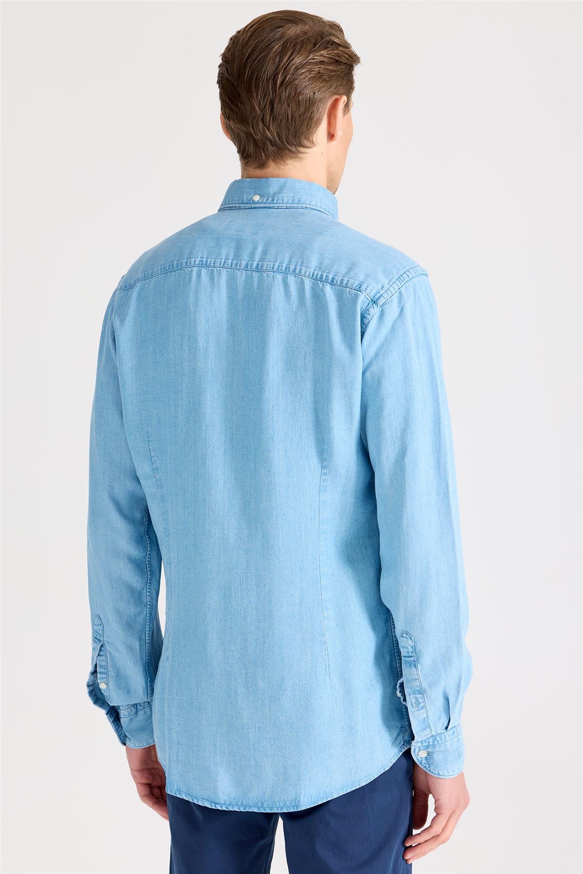 Mavi Tencel Denim Gömlek - 9