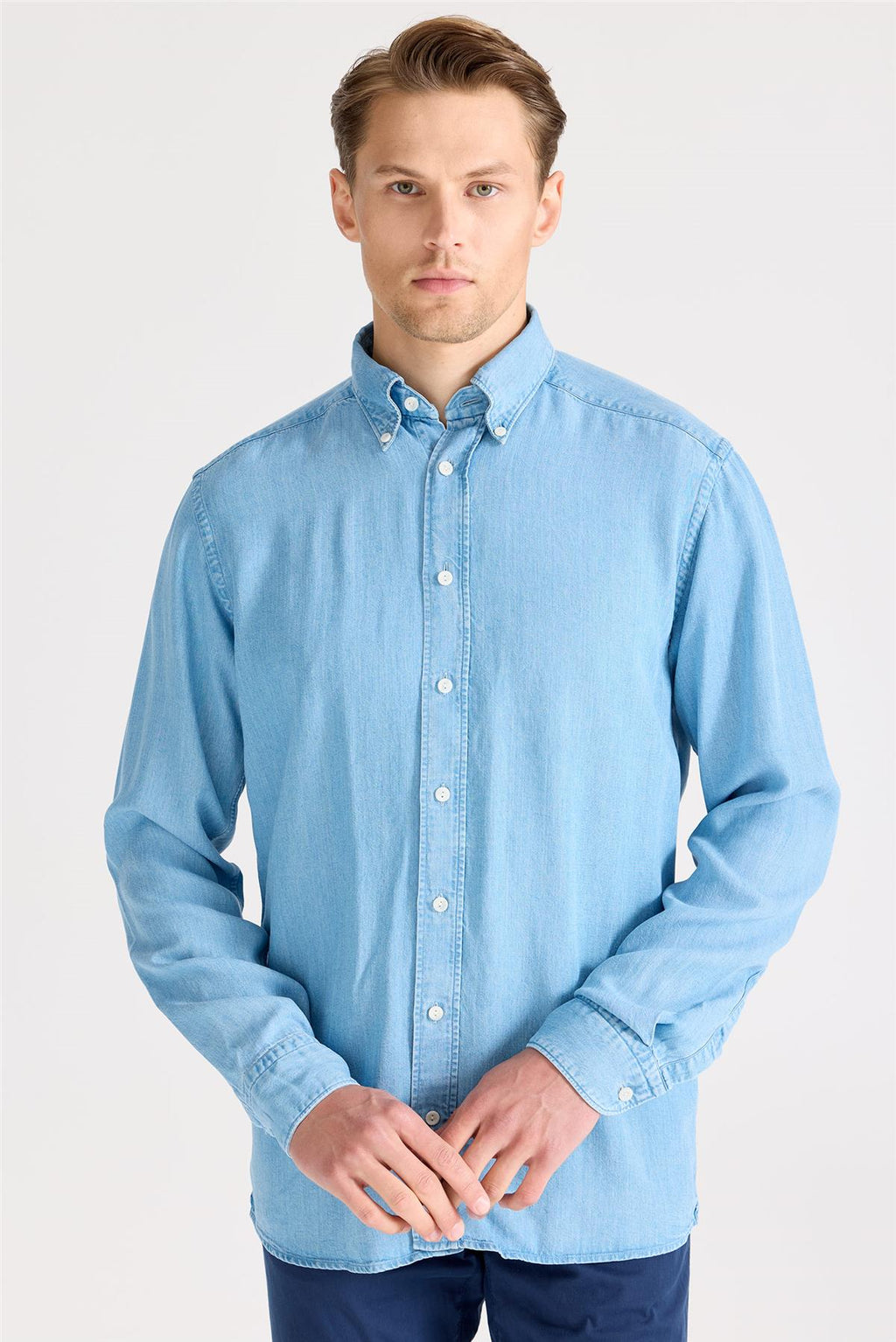 Mavi Tencel Denim Gömlek - Image 3