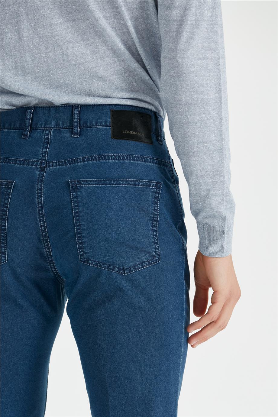 Mavi Tencel Kumaş Pantolon - Image 4