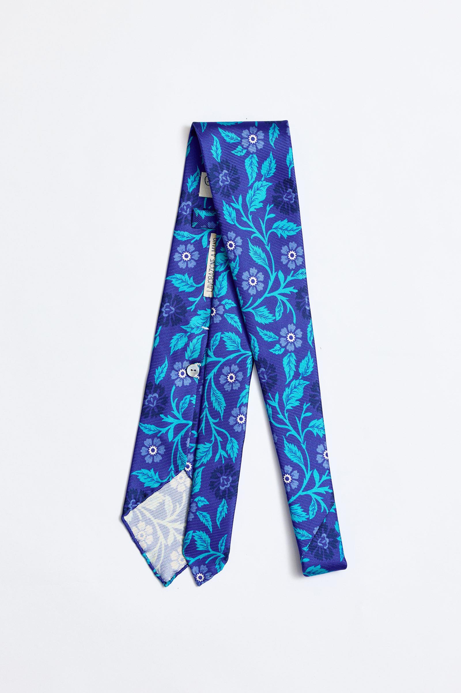 Mavi Turkuaz Astarsız 3 Fold İpek Kravat