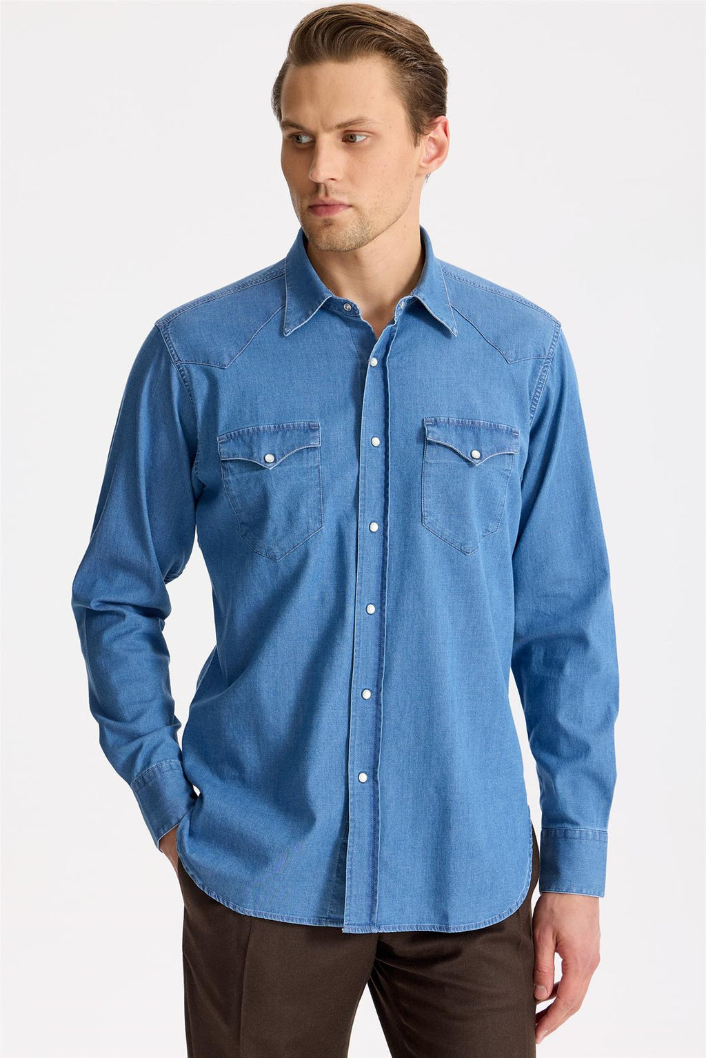 Mavi Western Denim Gömlek - Image 4