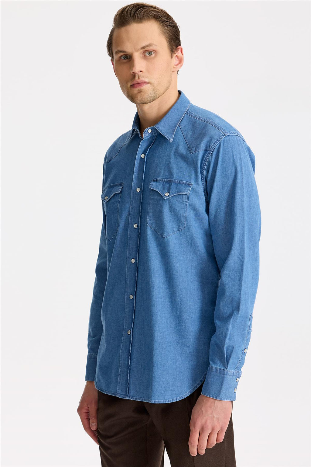 Mavi Western Denim Gömlek - Image 5