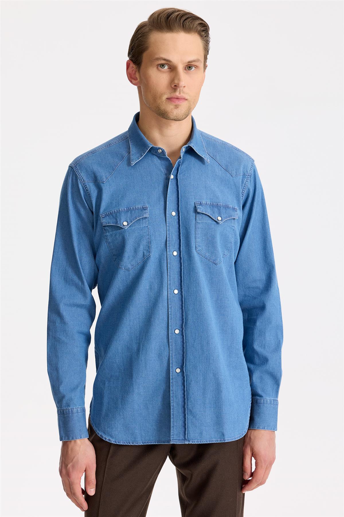 Mavi Western Denim Gömlek - Image 2