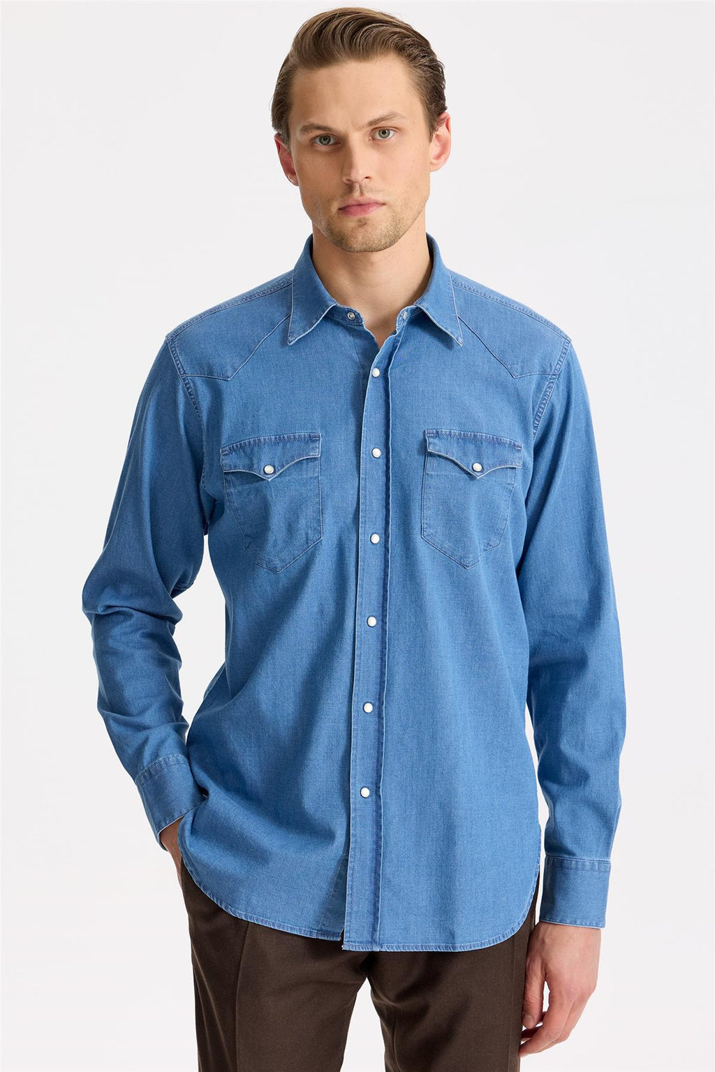 Mavi Western Denim Gömlek - Image 3