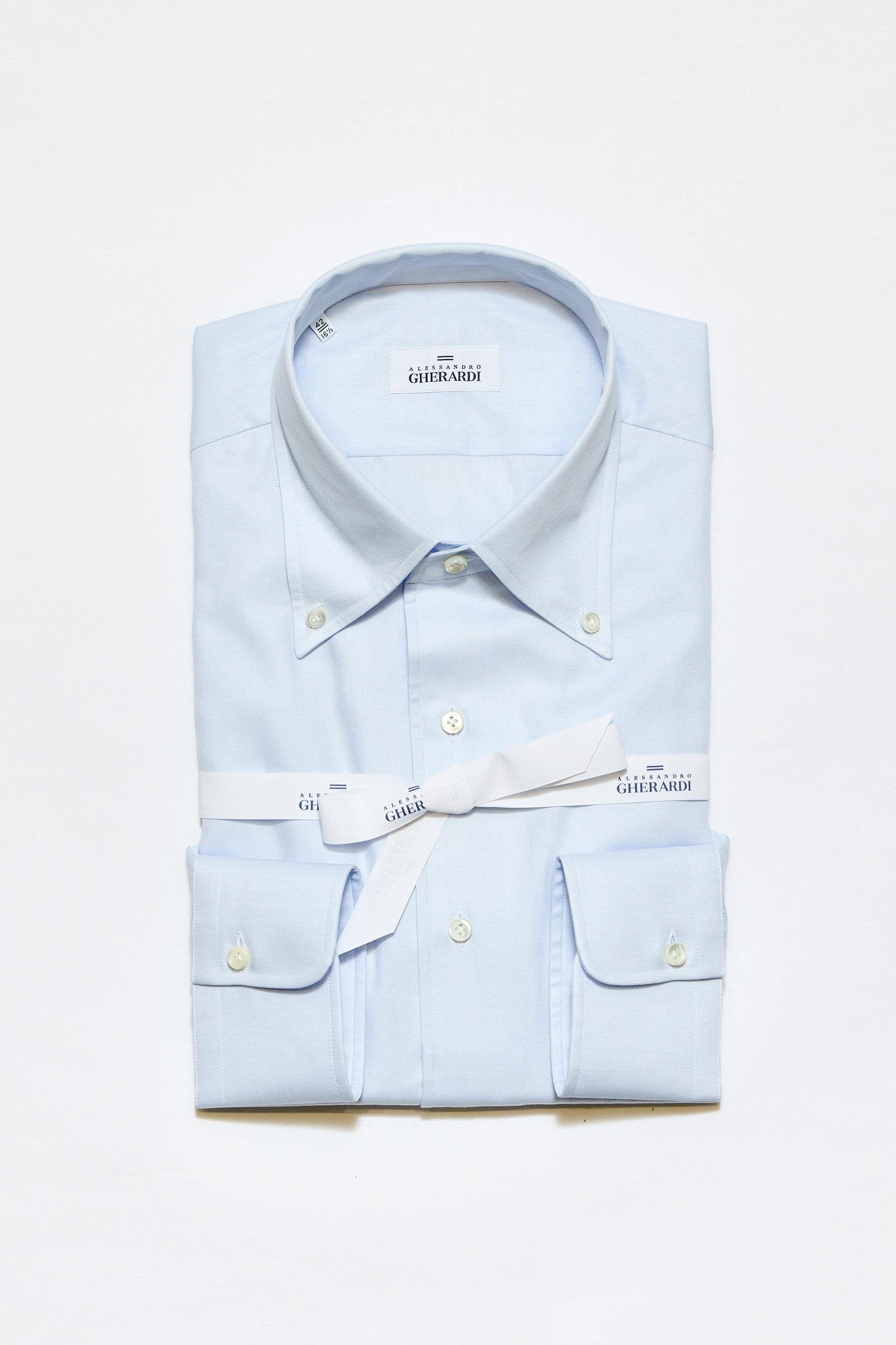 Mavi Yaka Düğmeli One-Piece Pamuk Gömlek