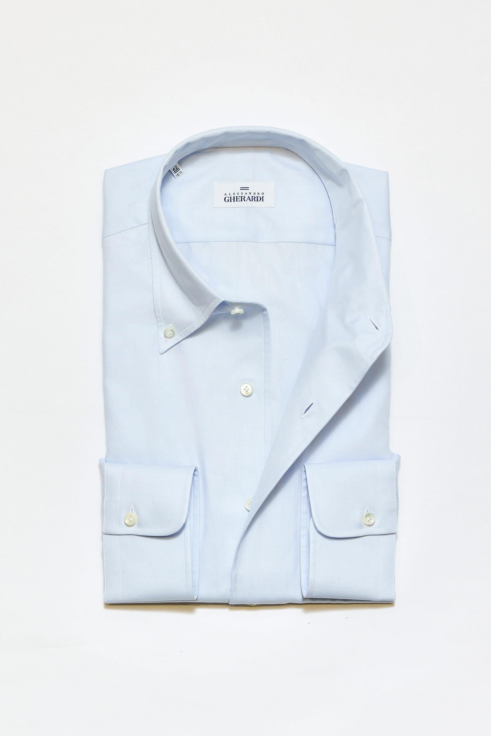 Mavi Yaka Düğmeli One-Piece Pamuk Gömlek