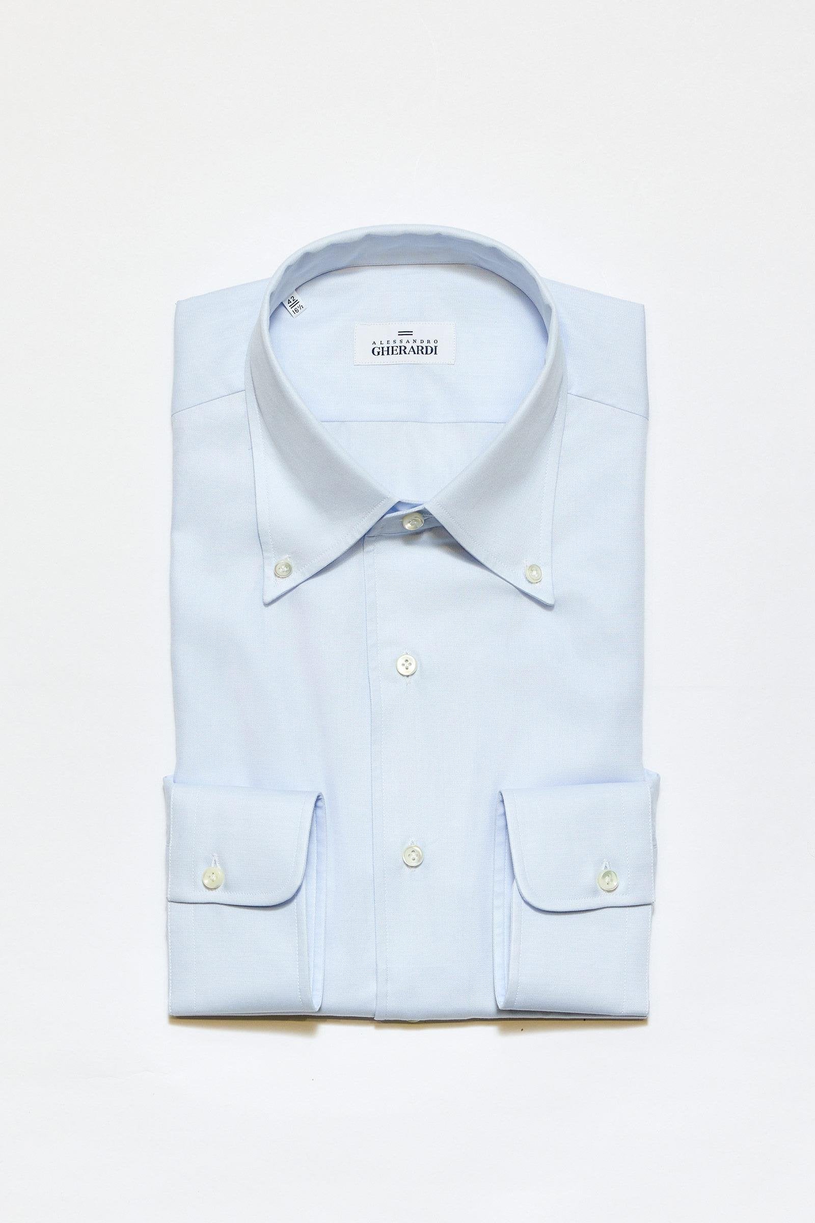 Mavi Yaka Düğmeli One-Piece Pamuk Gömlek