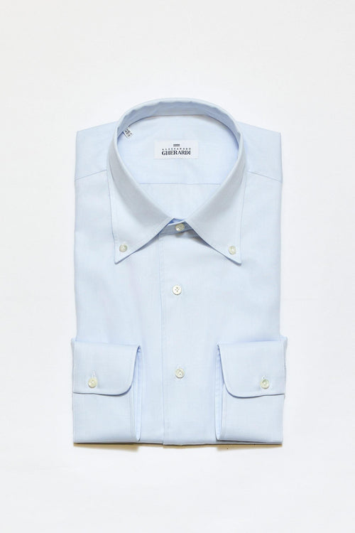 Mavi Yaka Düğmeli One-Piece Pamuk Gömlek