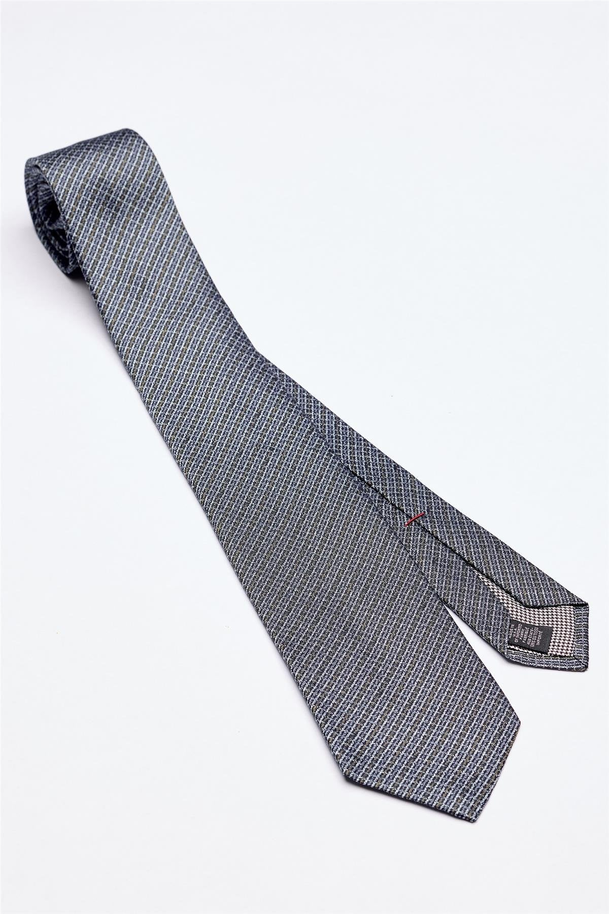 Mavi Yeşil Melanjlı 5 Fold İpek Kravat - Image 1