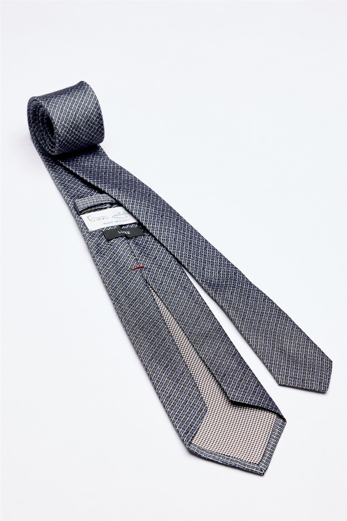 Mavi Yeşil Melanjlı 5 Fold İpek Kravat - Image 2