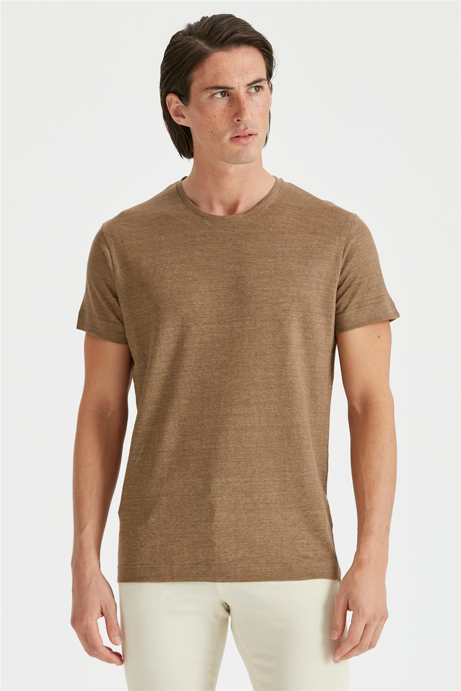 Olive Yeşil Keten T-Shirt - 4