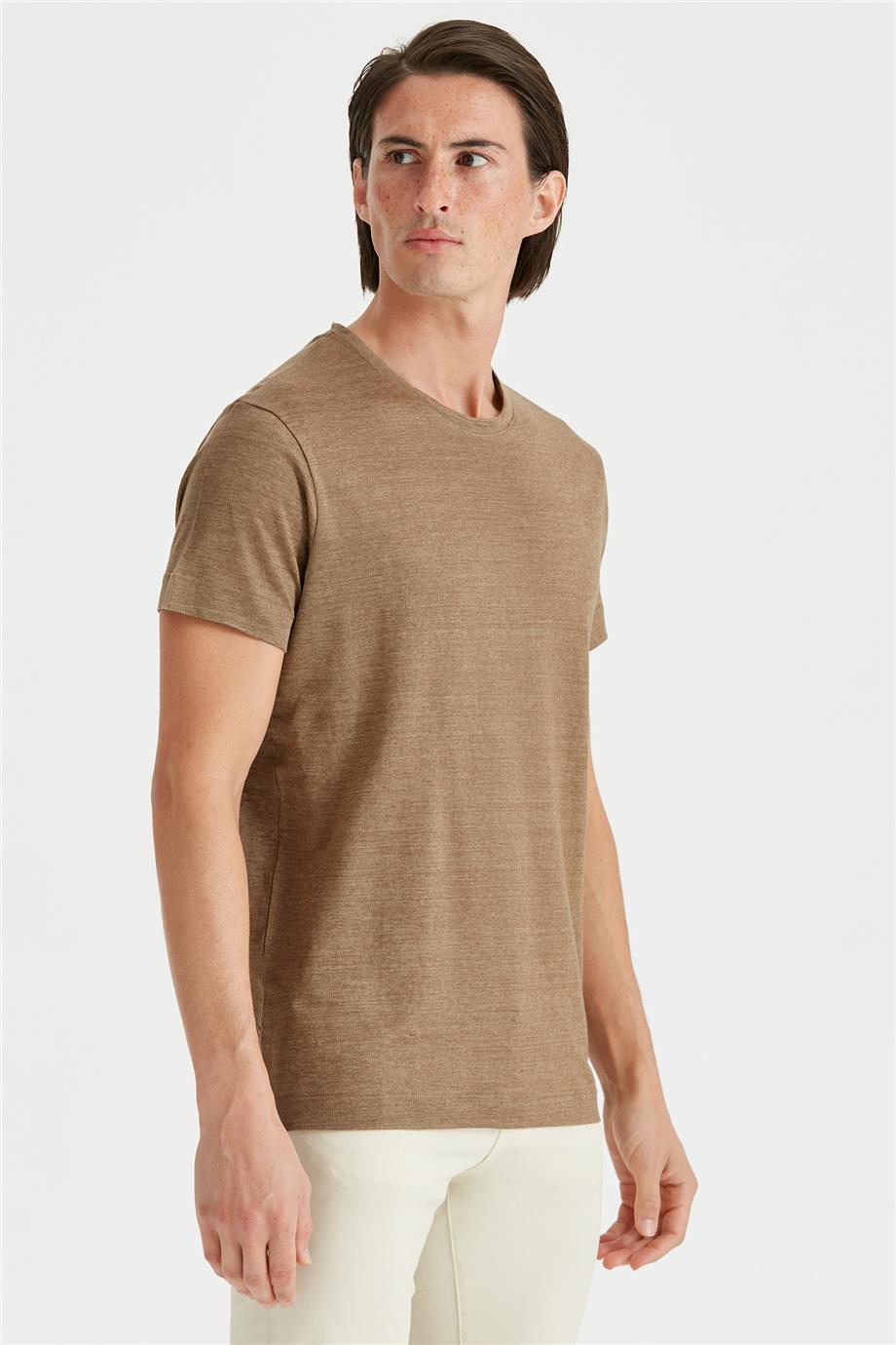 Olive Yeşil Keten T-Shirt - 2