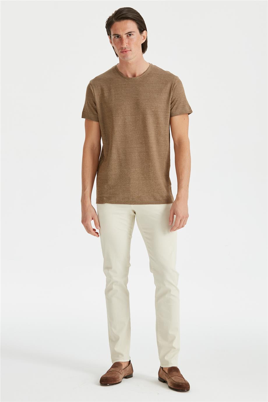 Olive Yeşil Keten T-Shirt - 3