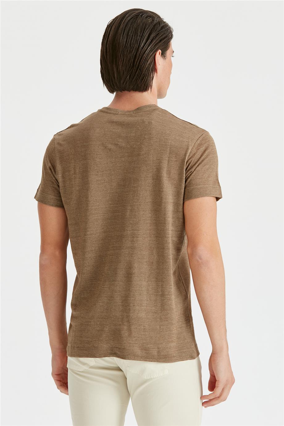 Olive Yeşil Keten T-Shirt - 5
