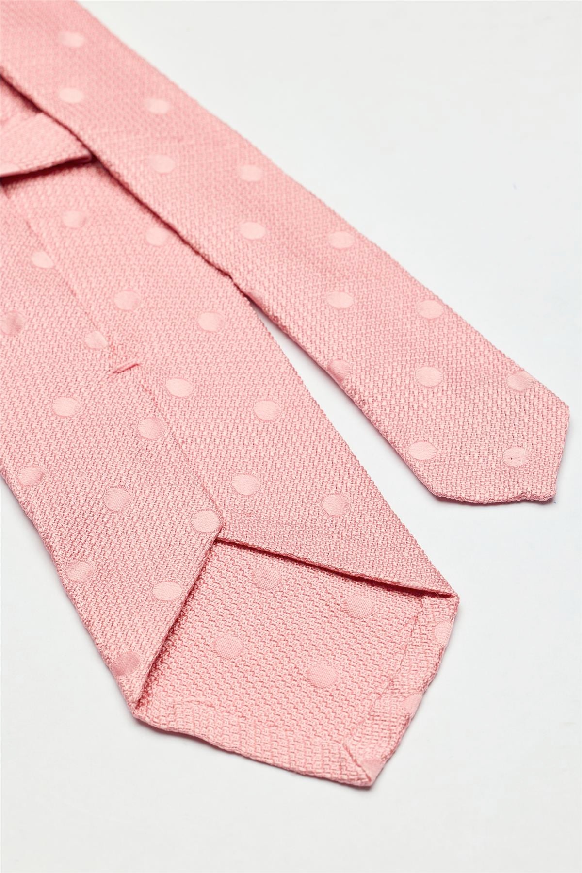 Pembe Puantiyeli Garza İpek Kravat - 4