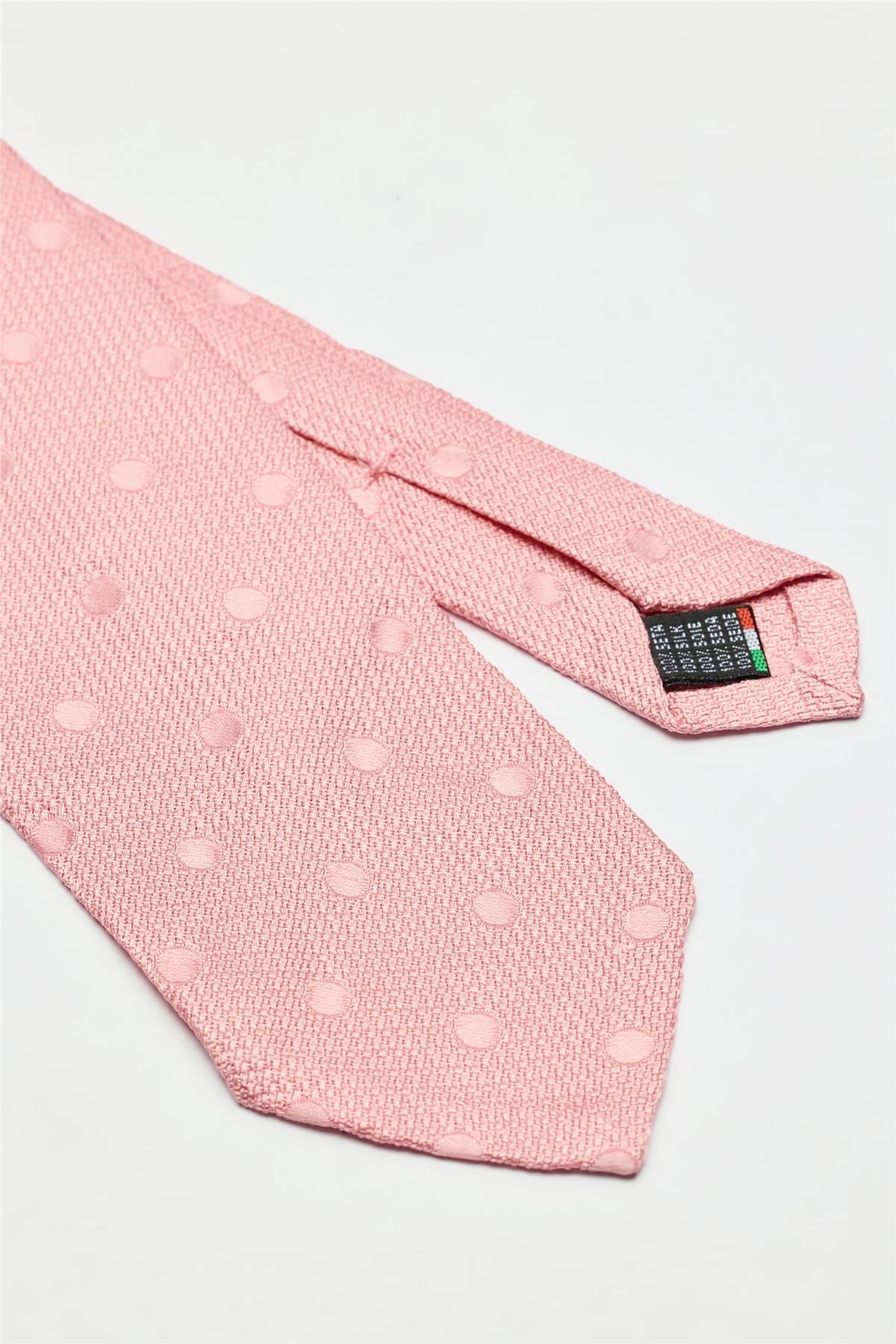 Pembe Puantiyeli Garza İpek Kravat - 3
