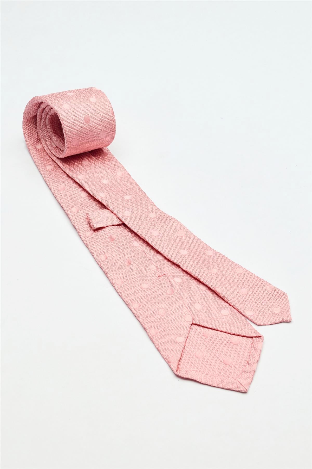 Pembe Puantiyeli Garza İpek Kravat - 2