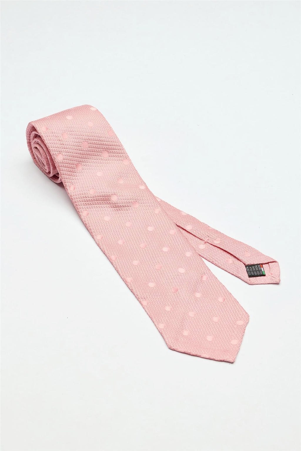 Pembe Puantiyeli Garza İpek Kravat - Image 1