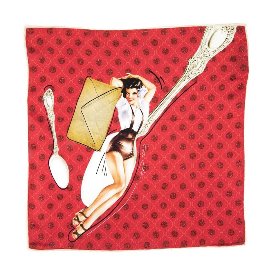 Retro Girl & Spoon İpek Mendil - Image 3