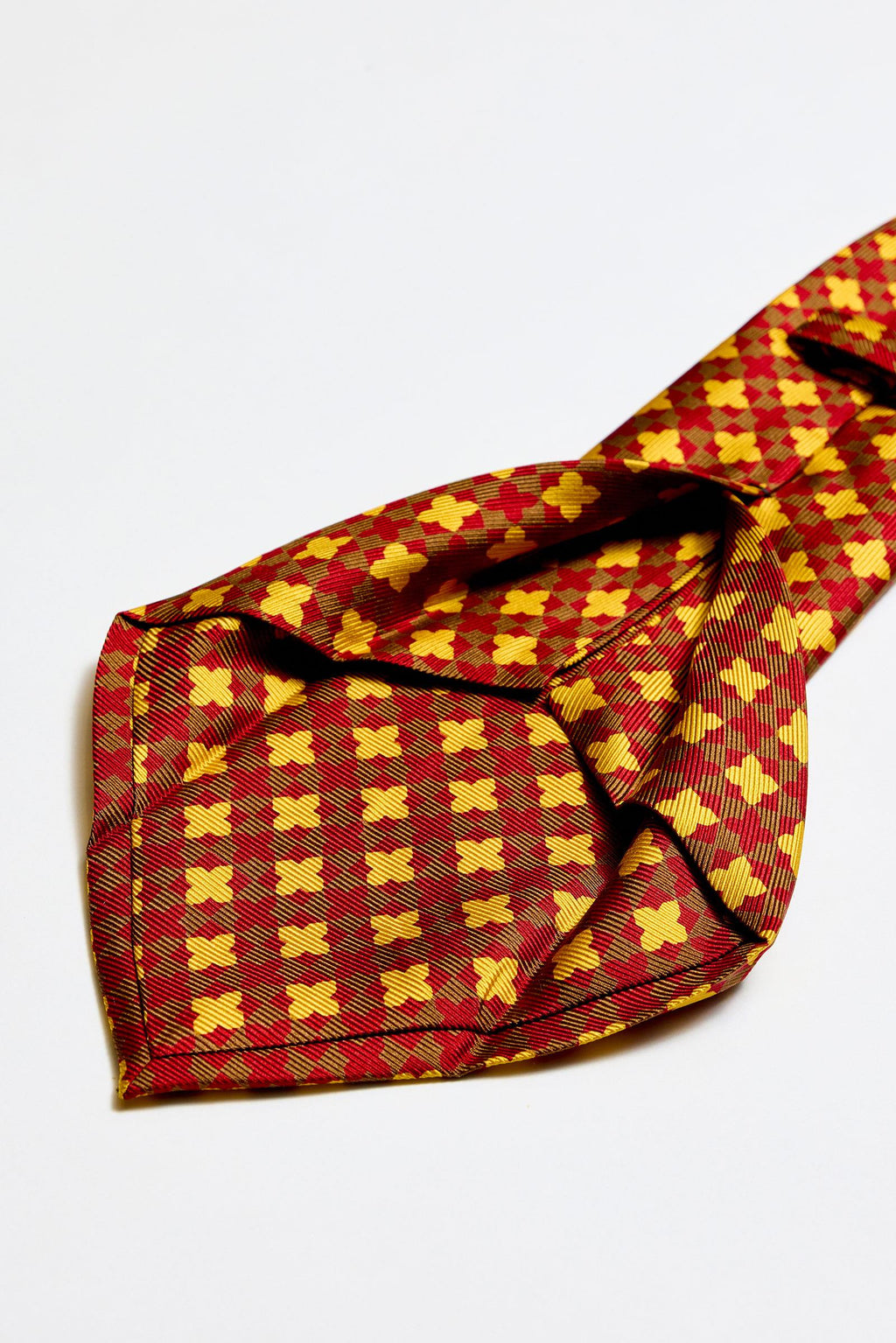 Sarı Kırmızı 5 Fold İpek Kravat