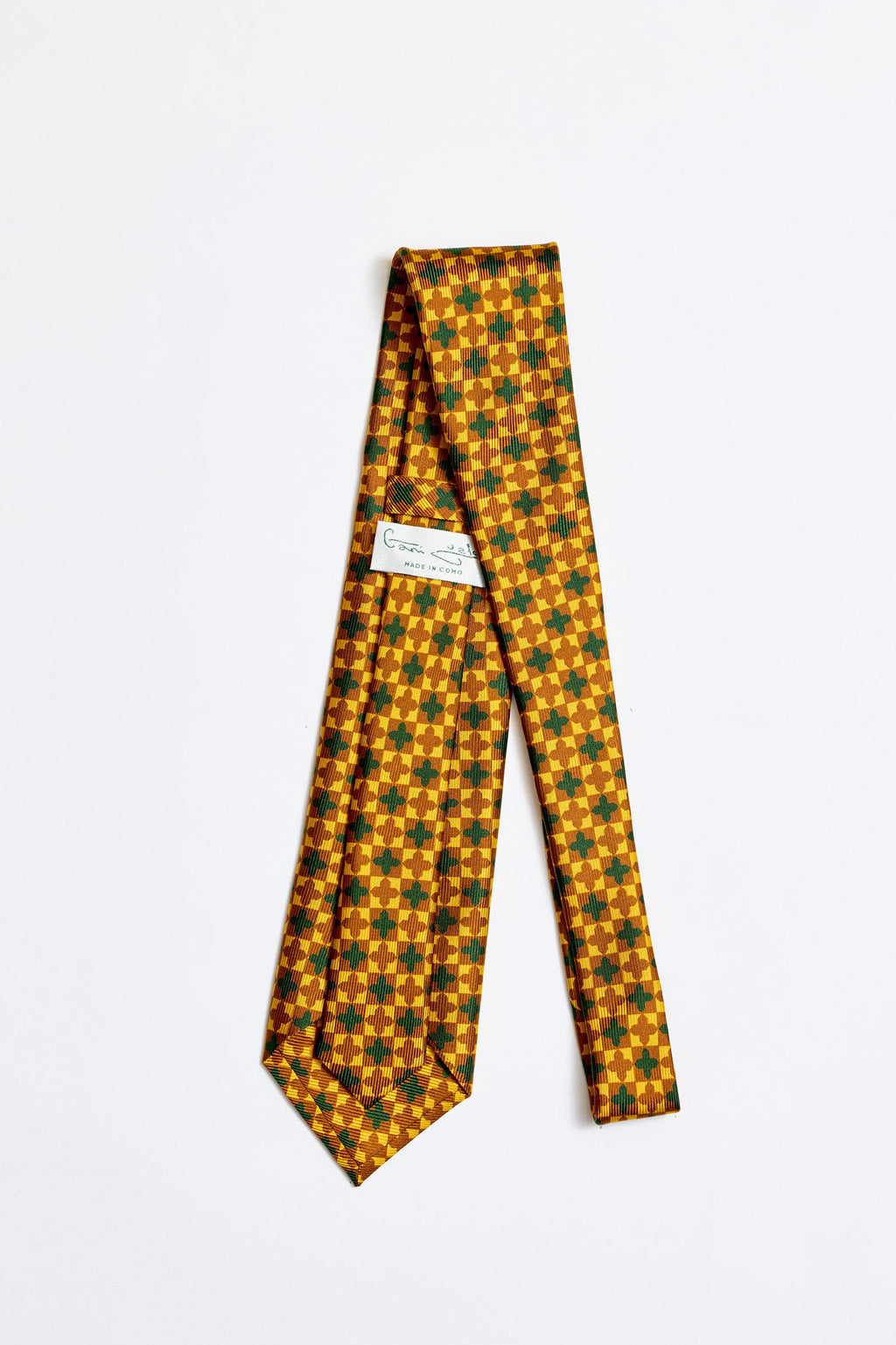 Sarı Yeşil 5 Fold İpek Kravat