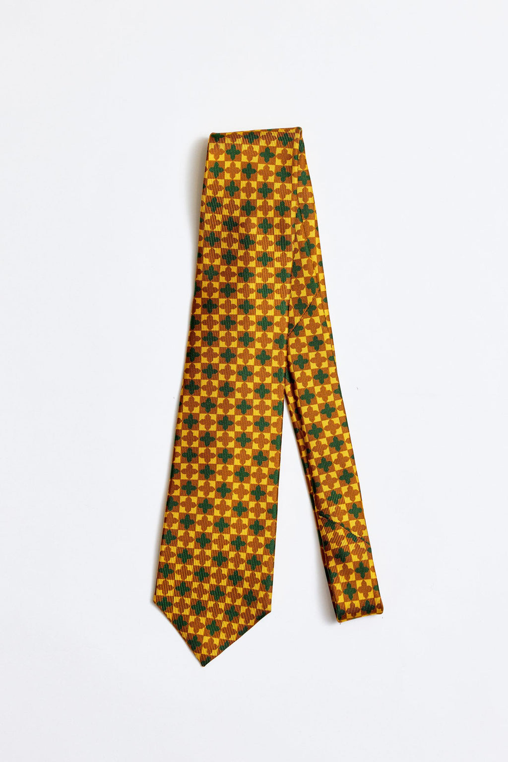 Sarı Yeşil 5 Fold İpek Kravat