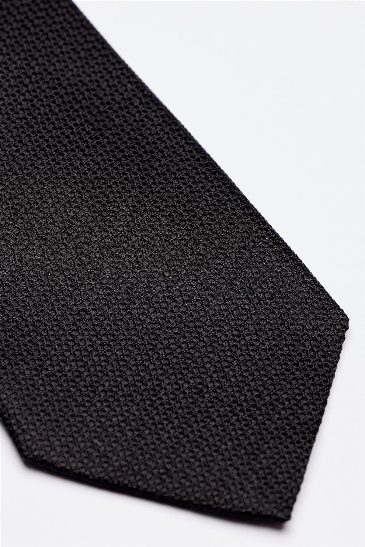 Siyah 7 Fold Örgü İpek Kravat - Image 3
