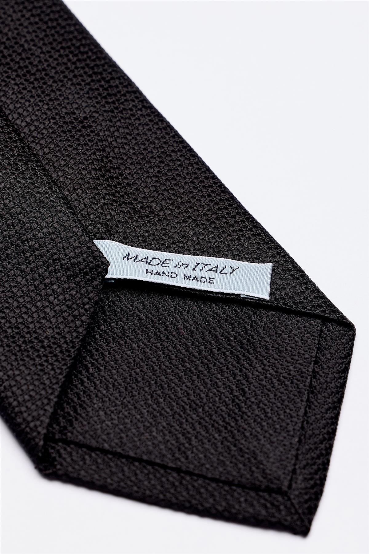 Siyah 7 Fold Örgü İpek Kravat - Image 4