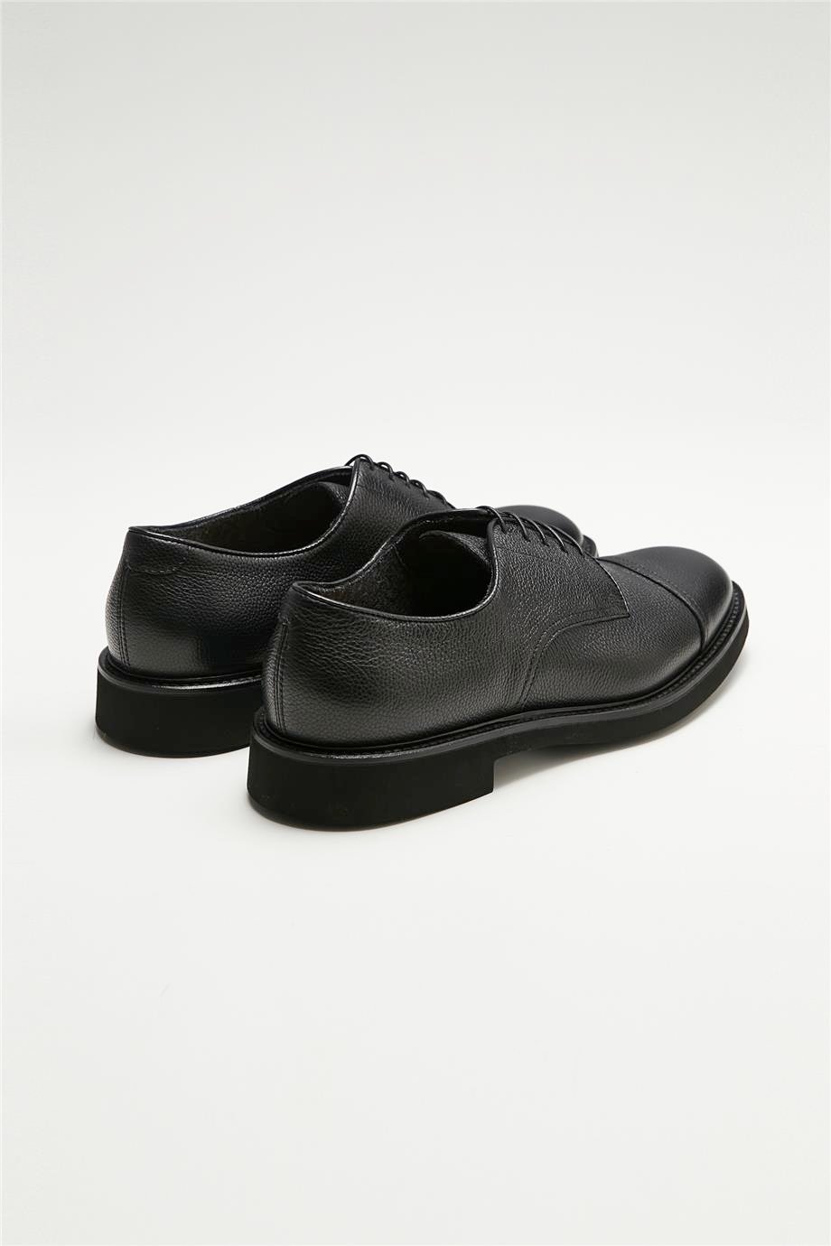 Siyah Bağcıklı Derby Deri Ayakkabı - Image 5