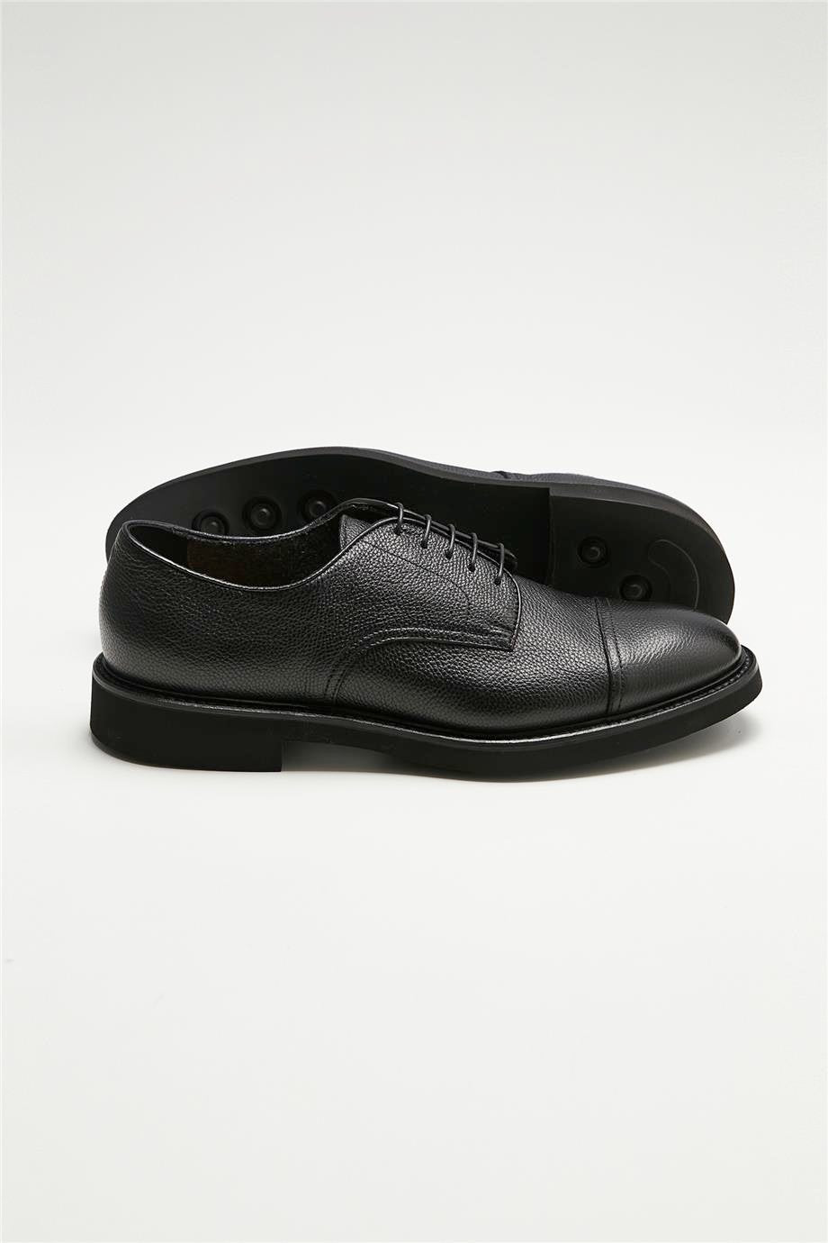 Siyah Bağcıklı Derby Deri Ayakkabı - Image 3