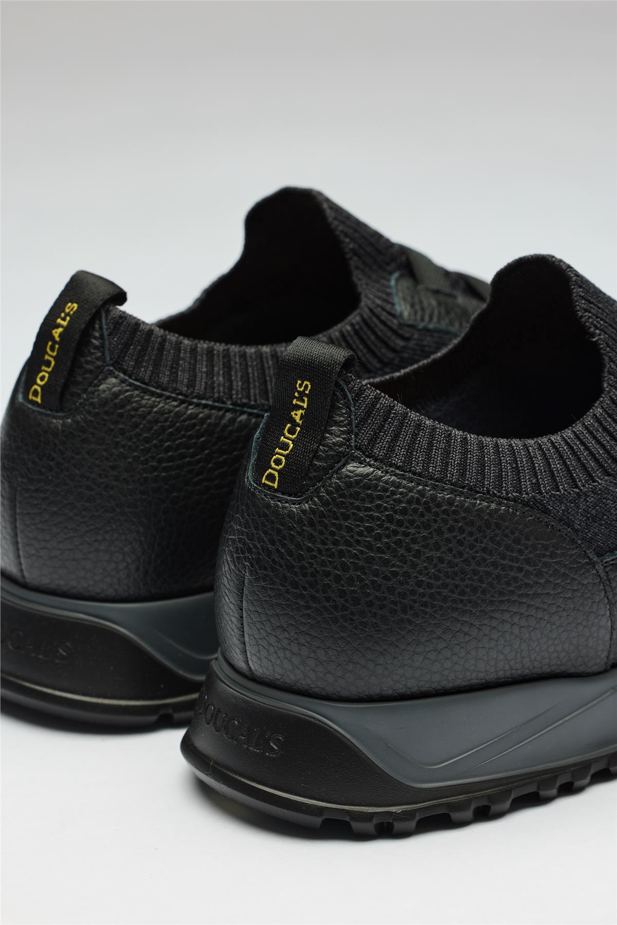 Siyah Bağcıksız Örgü Deri Sneaker - 8