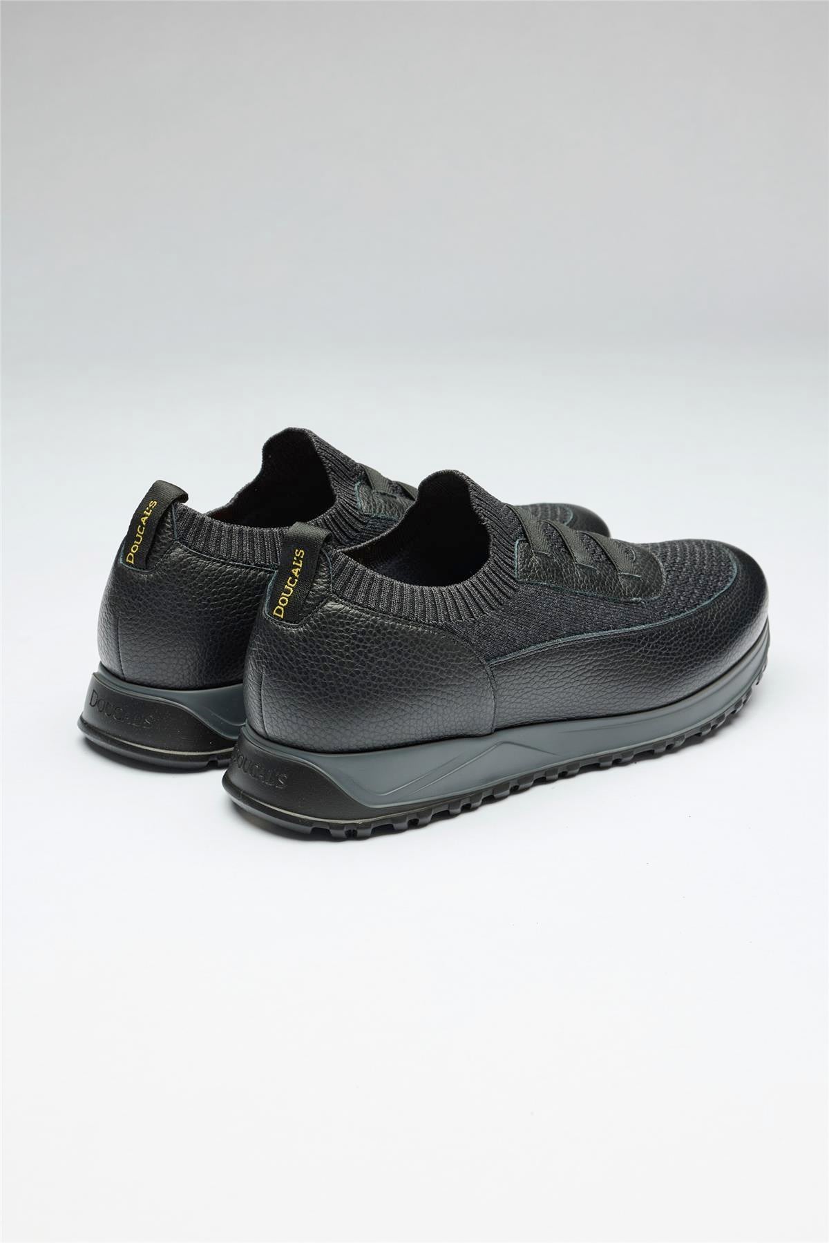 Siyah Bağcıksız Örgü Deri Sneaker - 7