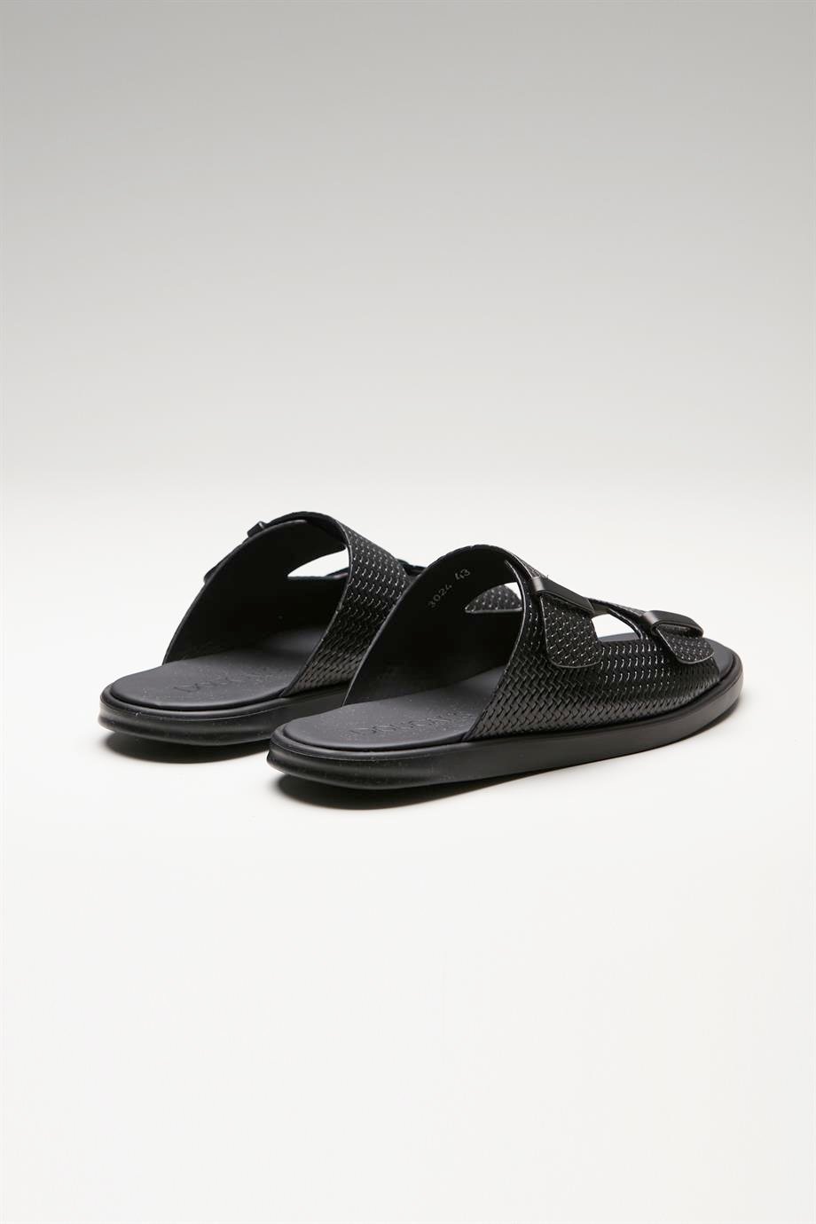 Siyah Bantlı Erkek Deri Sandalet - Image 5