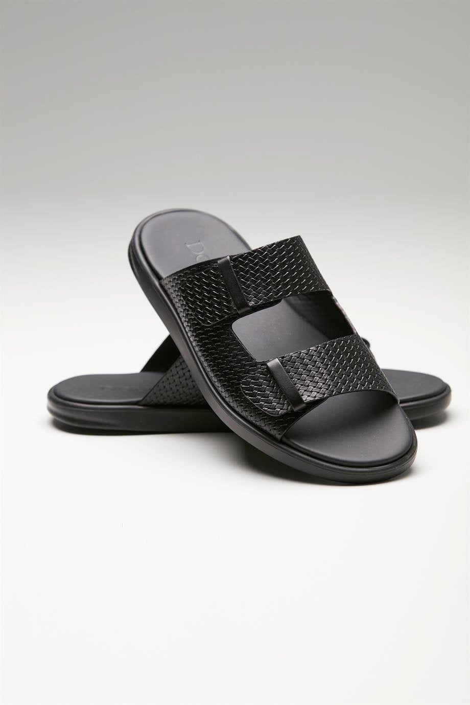 Siyah Bantlı Erkek Deri Sandalet - Image 2