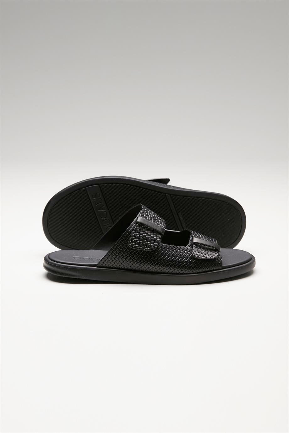 Siyah Bantlı Erkek Deri Sandalet - Image 3