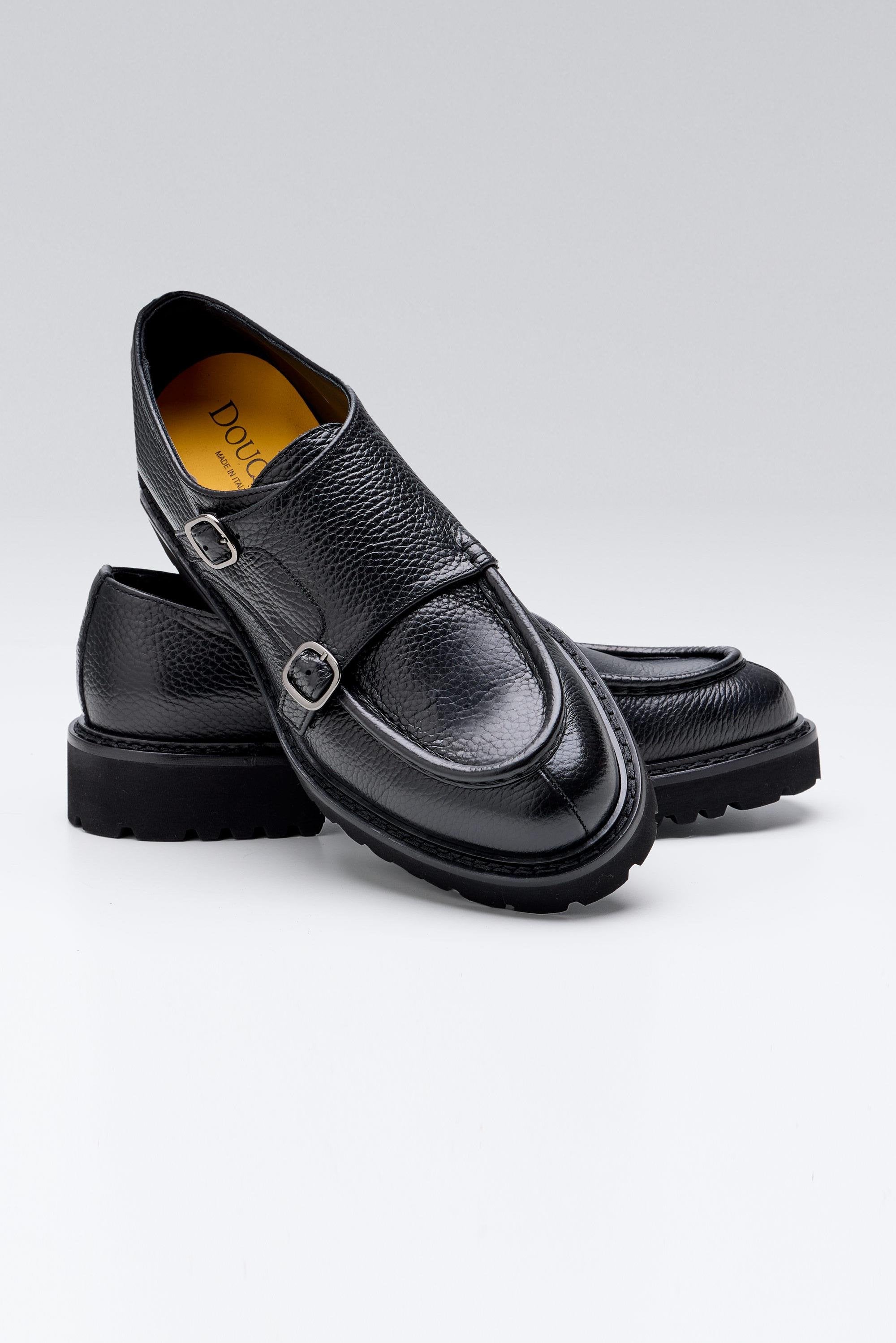 Siyah Çift Tokalı Deri Ayakkabı - Image 5