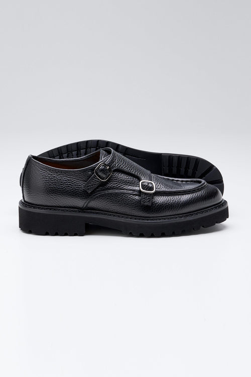 Siyah Çift Tokalı Deri Ayakkabı - Image 2