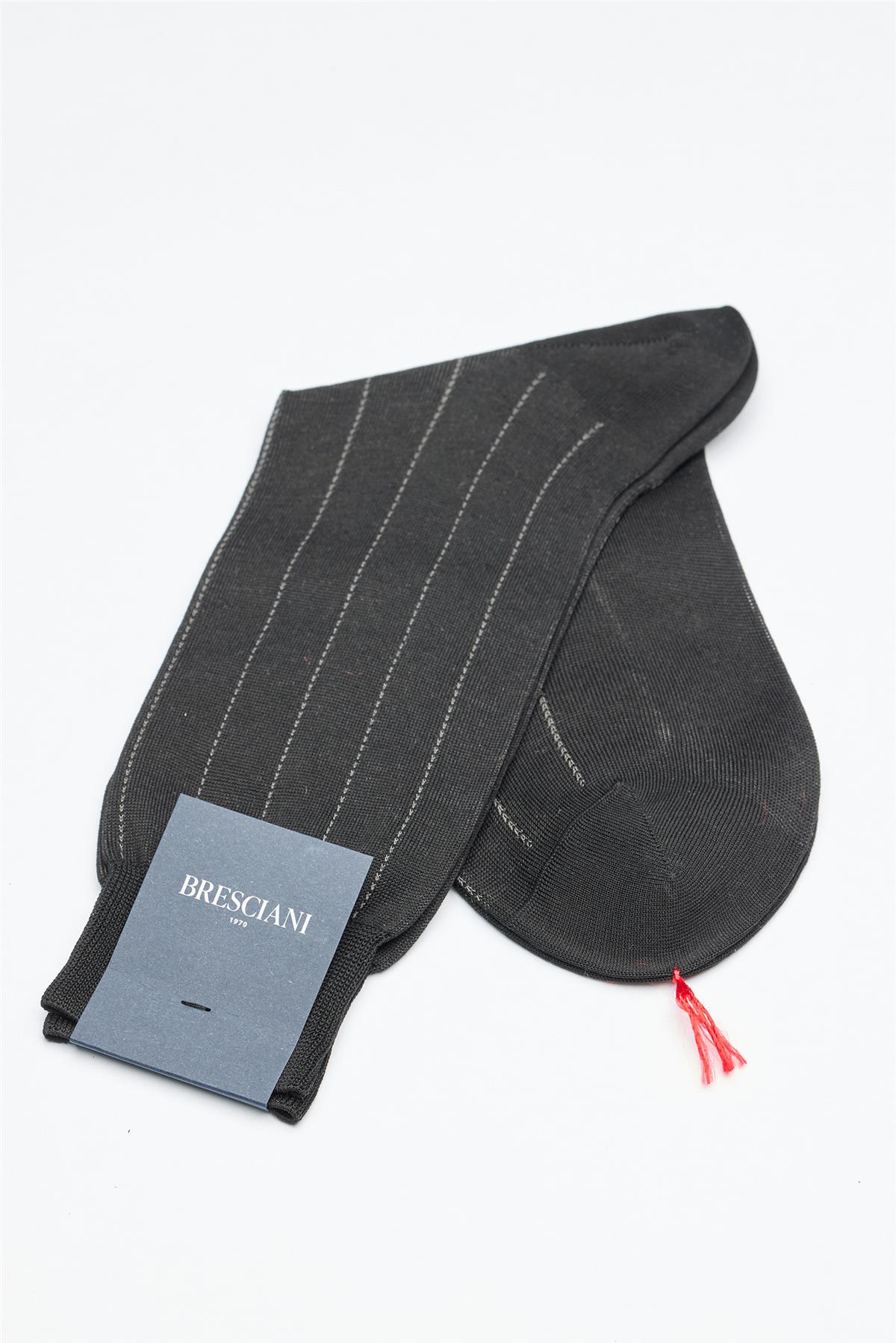 Siyah Çizgili Merserize Pamuk Çorap - Image 1