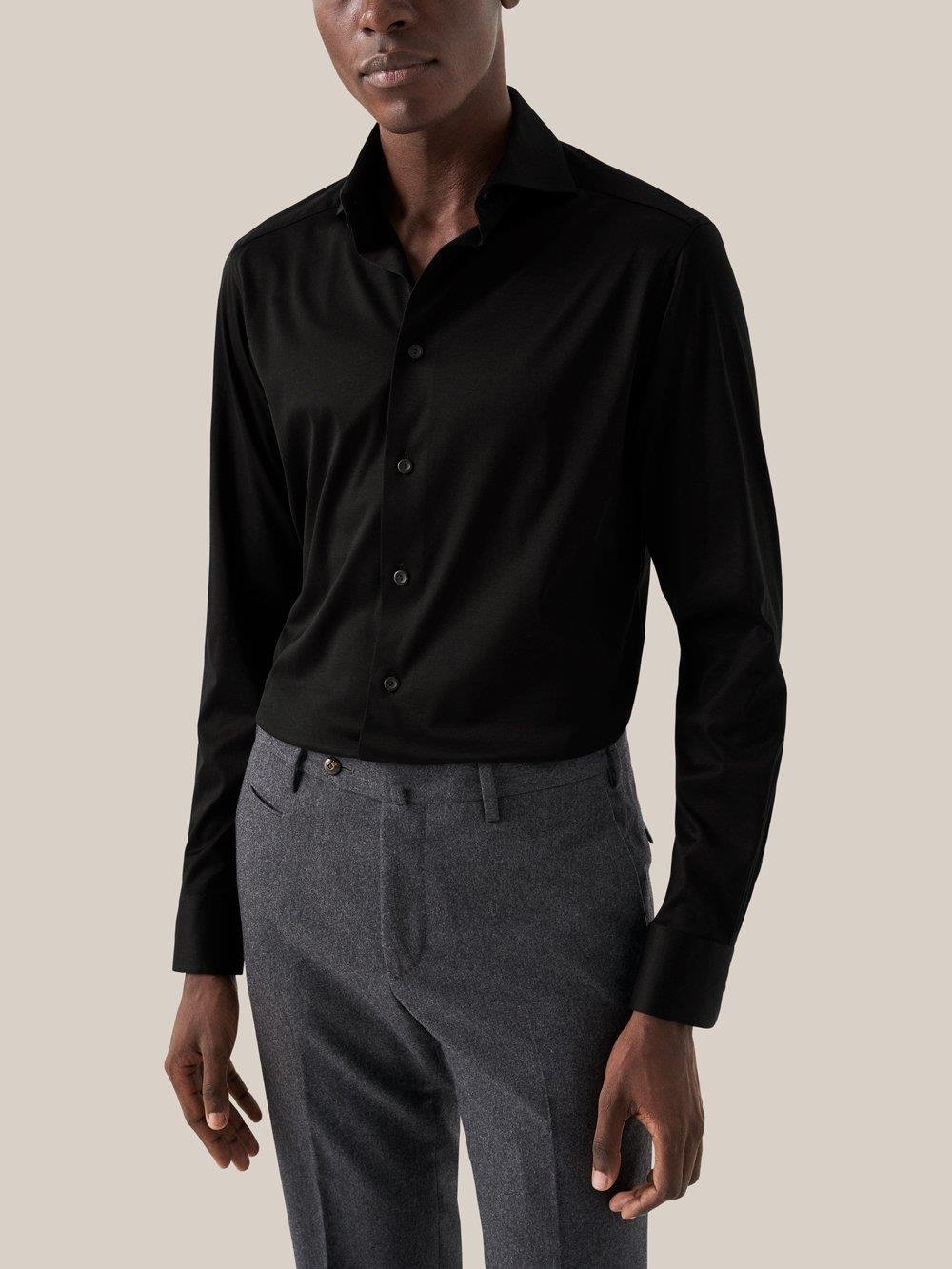 Siyah Comfort Filo Di Scozia Jersey Gömlek - Image 1