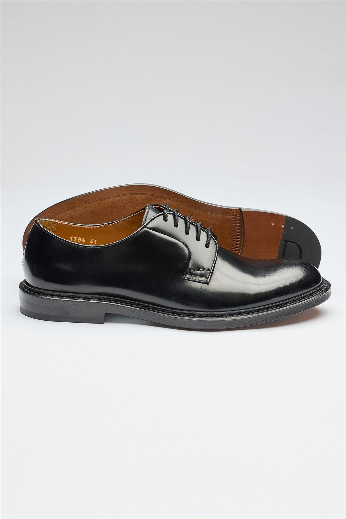 Siyah Bağcıklı Deri Ayakkabı - Image 4