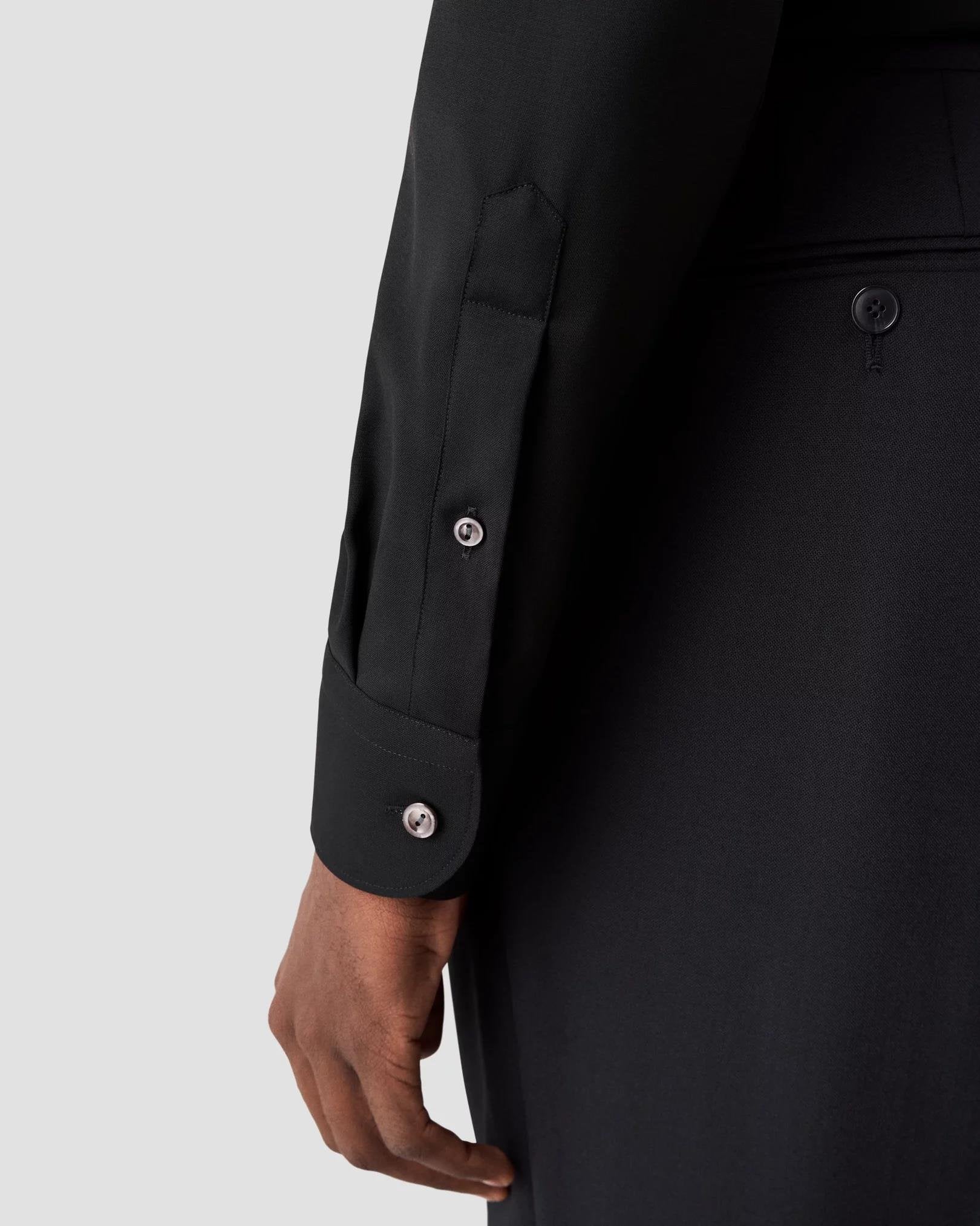 Siyah İnce Merino Yün Gömlek - Image 5