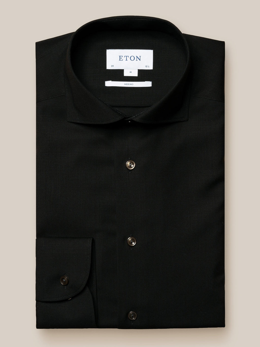 Siyah İnce Merino Yün Gömlek - Image 2