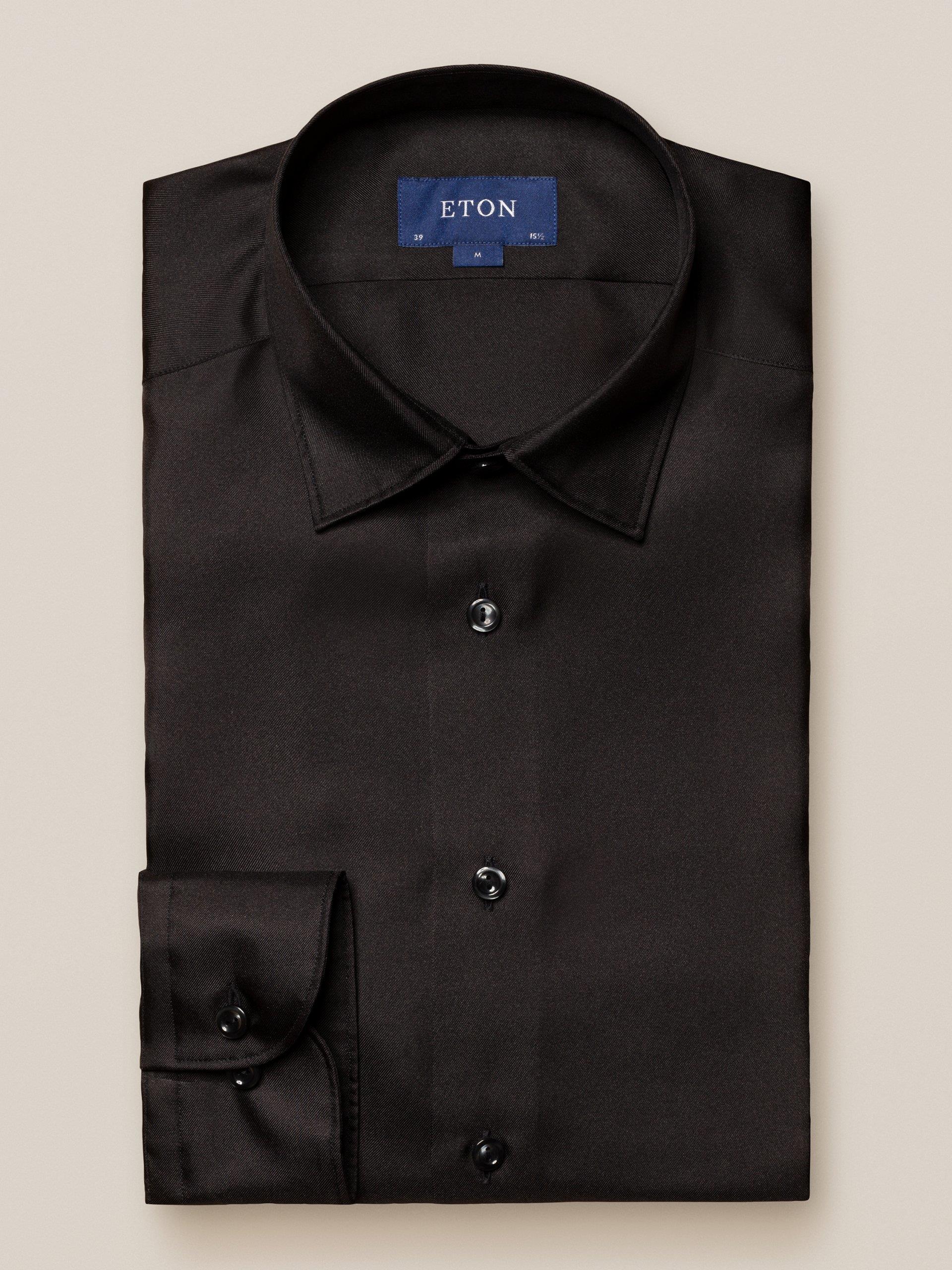 Siyah İpek Twill Gömlek - Image 2