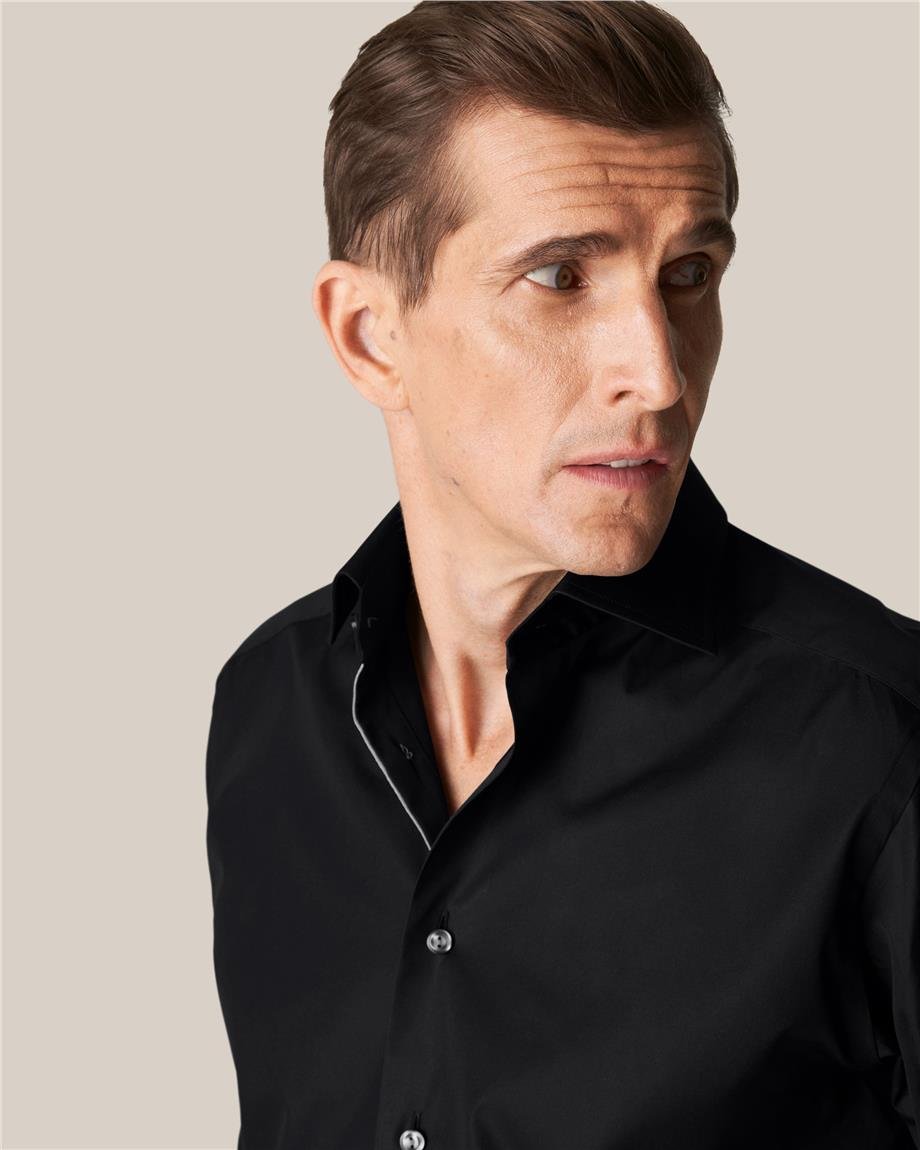 Siyah Klasik Pamuk Gömlek - Image 3